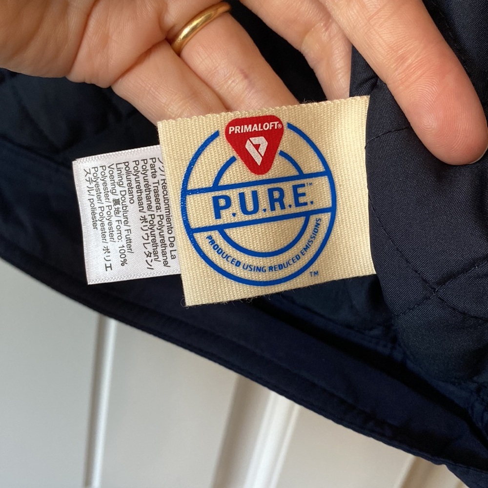 J. Crew Navy Quilted Bomber Jacket with Contrast Collar - Picture 11 of 13